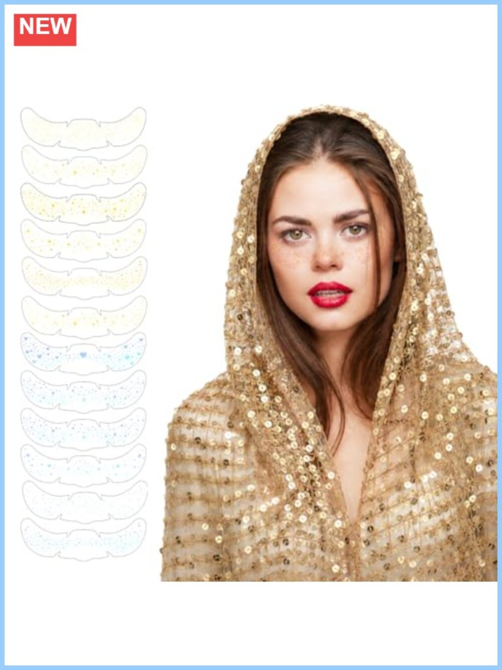 Sequin Hood Scarf with Glitter Face Sticker Rave Accessories Set